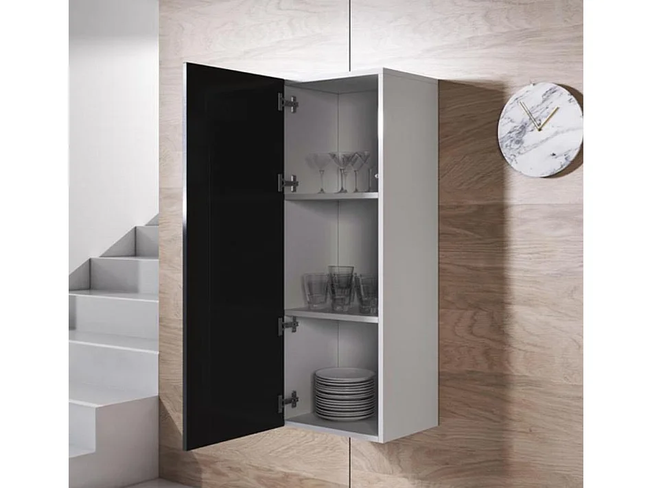 Vitrina para Salón comedor en Blanco y Negro 40x29x126cm Luke V1