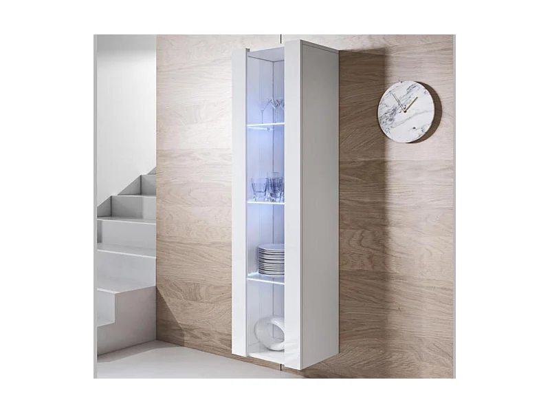 Vitrina para Salón comedor en Blanco con LED 40x29x165cm Luke V5