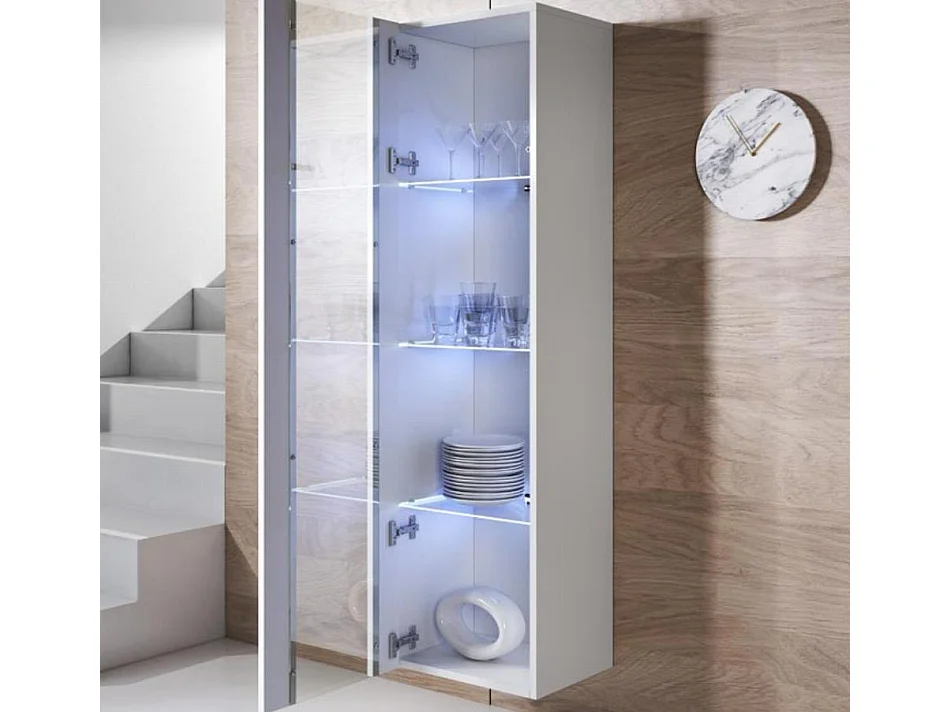 Vitrina para Salón comedor en Blanco con LED 40x29x165cm Luke V5