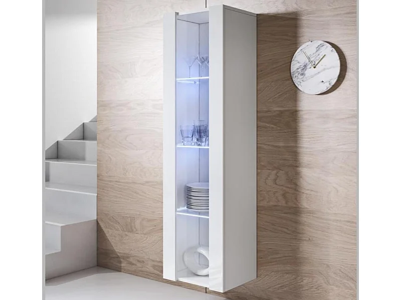 Vitrina para Salón comedor en Blanco con LED 40x29x165cm Luke V5