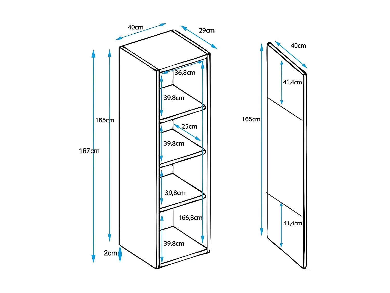 Vitrina para Salón comedor en Negro con LED 40x29x167cm Luke V6
