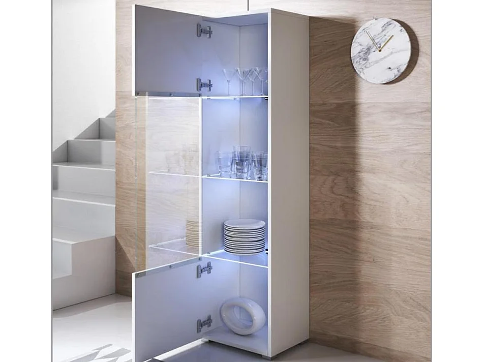 Vitrina para Salón comedor en Blanco con LED 40x29x167cm Luke V6