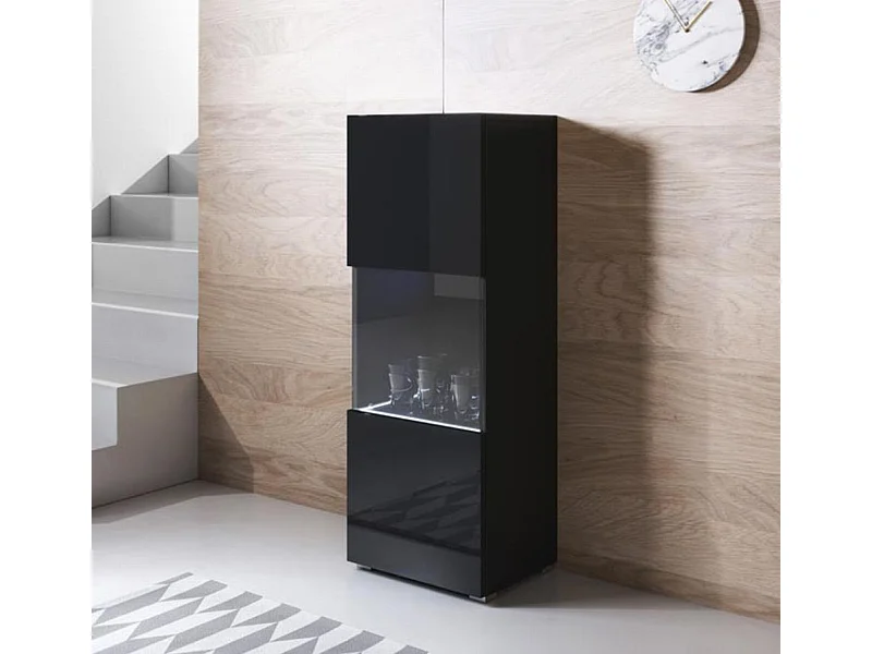 Vitrina para Salón comedor en Negro con LED 40x29x128cm Luke V3