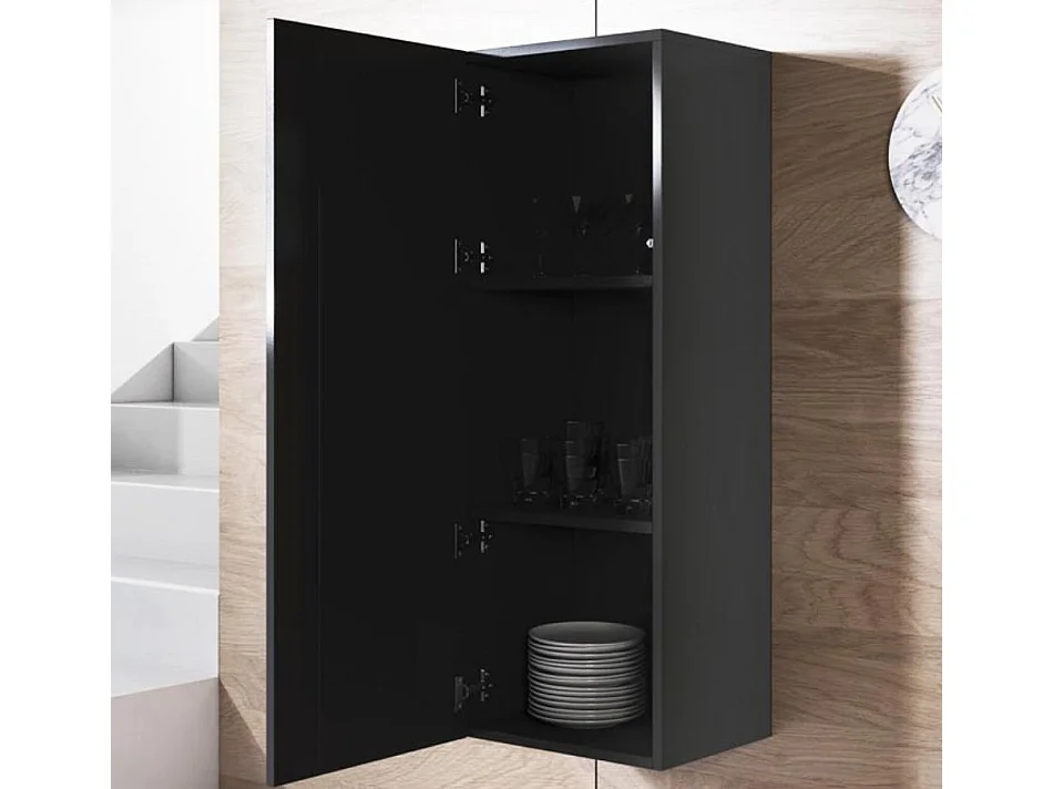 Vitrine pour Salon Salle à manger en Noir 40x29x126cm Luke V1