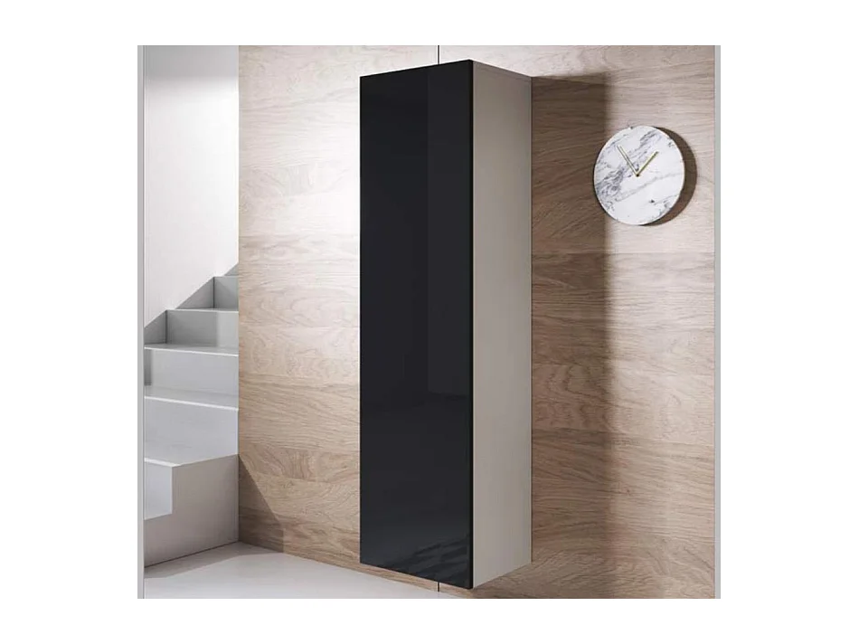 Vitrine pour Salon Salle à manger en Blanc et Noir 40x29x165cm Luke V4
