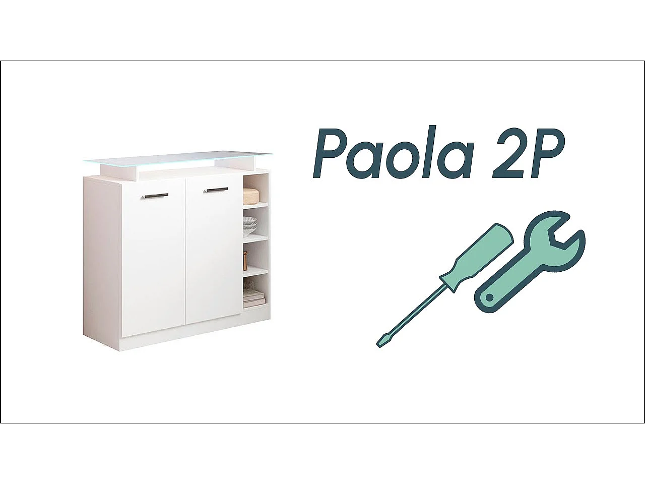 Meuble d'entrée pour Hall d'entrée Couloir en Blanc avec LED 97x35x87cm Paola 2P