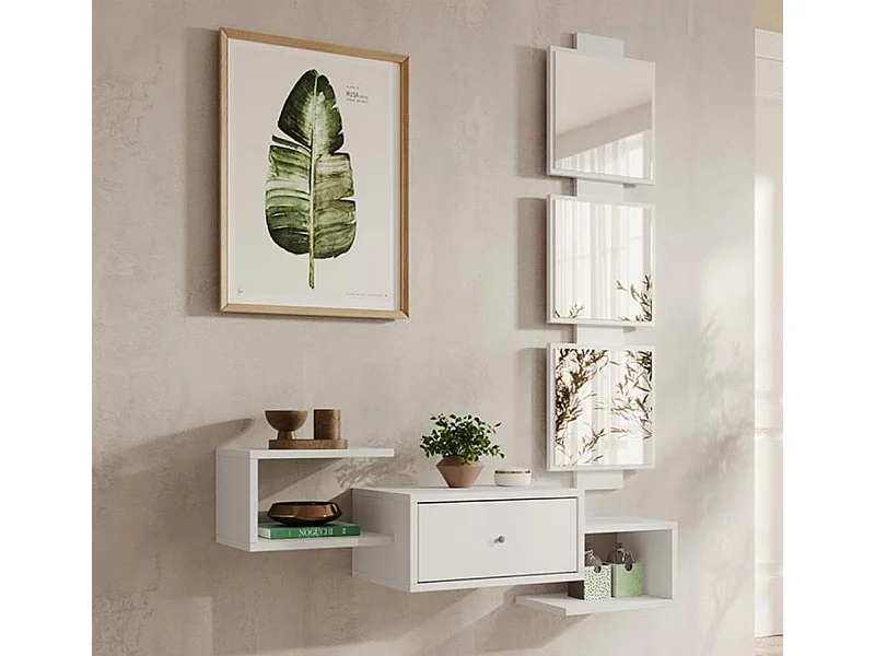 Recibidor para Entrada Pasillo en Blanco 99,5x22x145cm Neo