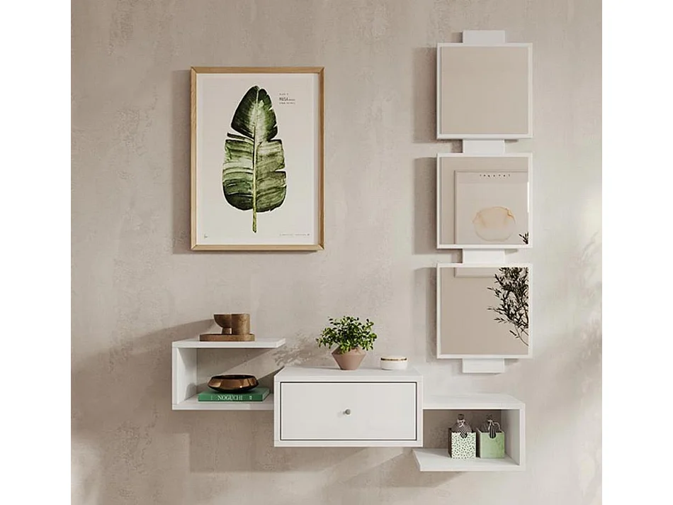 Meuble d'entrée pour Hall d'entrée Couloir en Blanc 99,5x22x145cm Neo