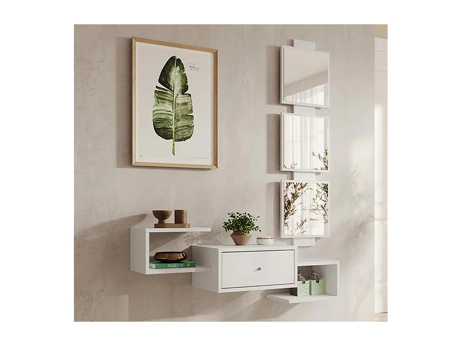 Meuble d'entrée pour Hall d'entrée Couloir en Blanc 99,5x22x145cm Neo