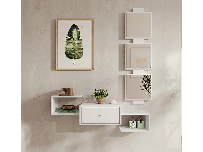 Meuble d'entrée pour Hall d'entrée Couloir en Blanc 99,5x22x145cm Neo