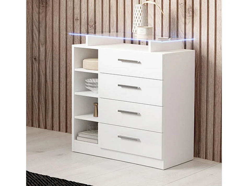 Recibidor para Entrada Pasillo en Blanco con LED 80x35x88cm Paola 4C