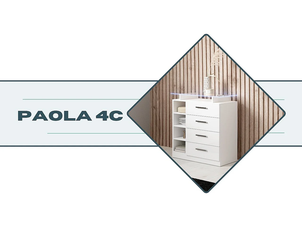 Meuble d'entrée pour Hall d'entrée Couloir en Blanc avec LED 80x35x88cm Paola 4C