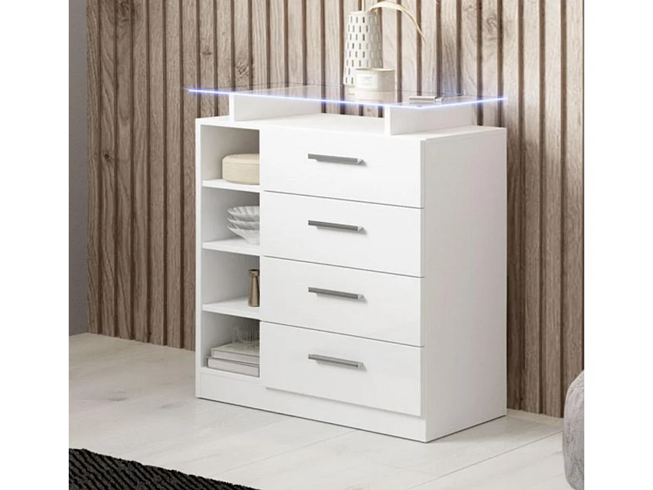 Recibidor para Entrada Pasillo en Blanco con LED 80x35x88cm Paola 4C