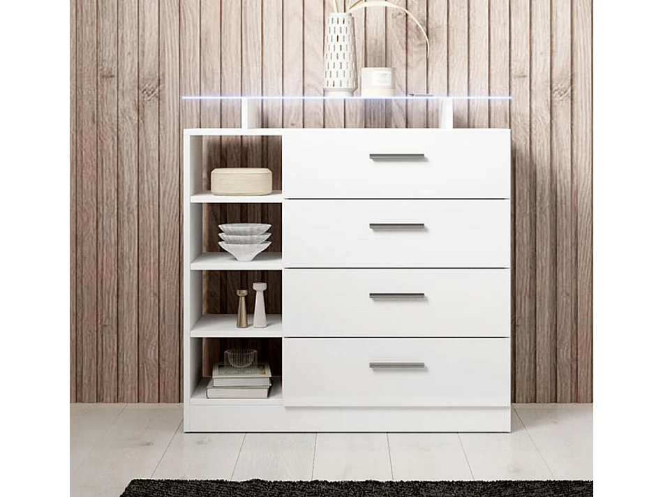 Recibidor para Entrada Pasillo en Blanco con LED 80x35x88cm Paola 4C