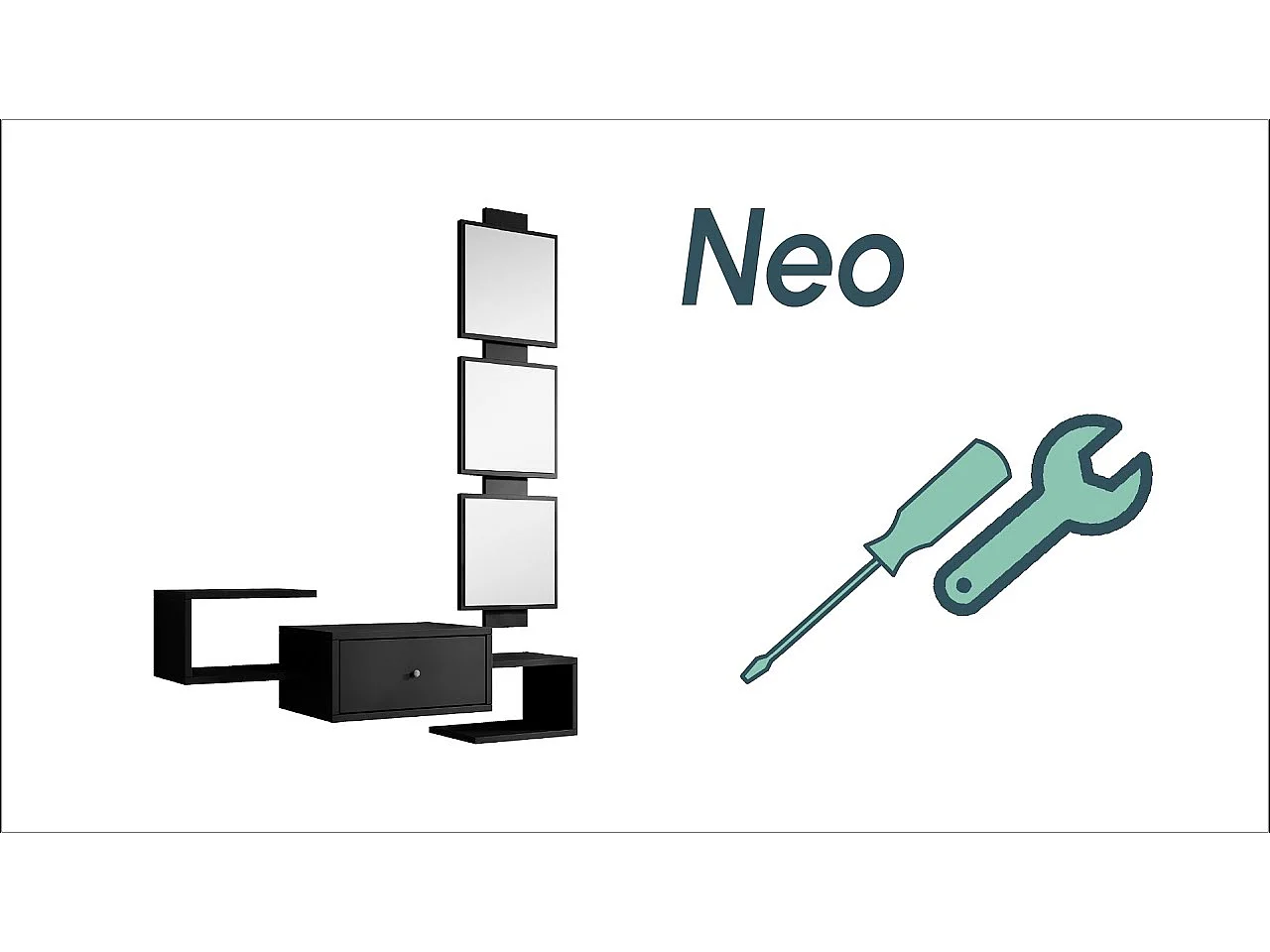 Recibidor para Entrada Pasillo en Negro 99,5x22x145cm Neo