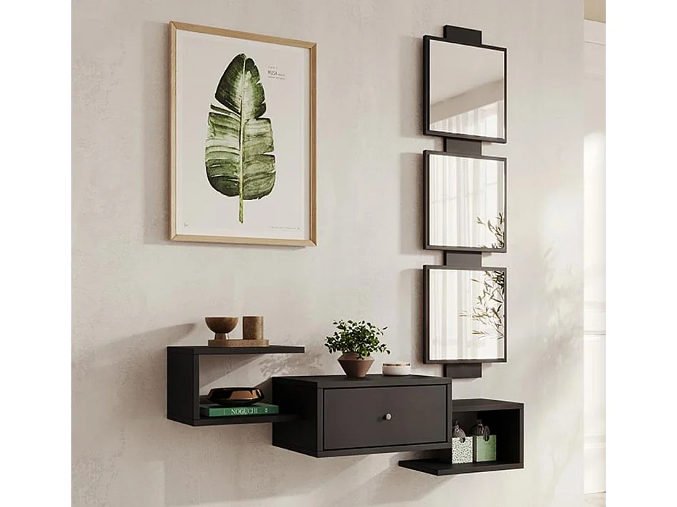 Recibidor para Entrada Pasillo en Negro 99,5x22x145cm Neo