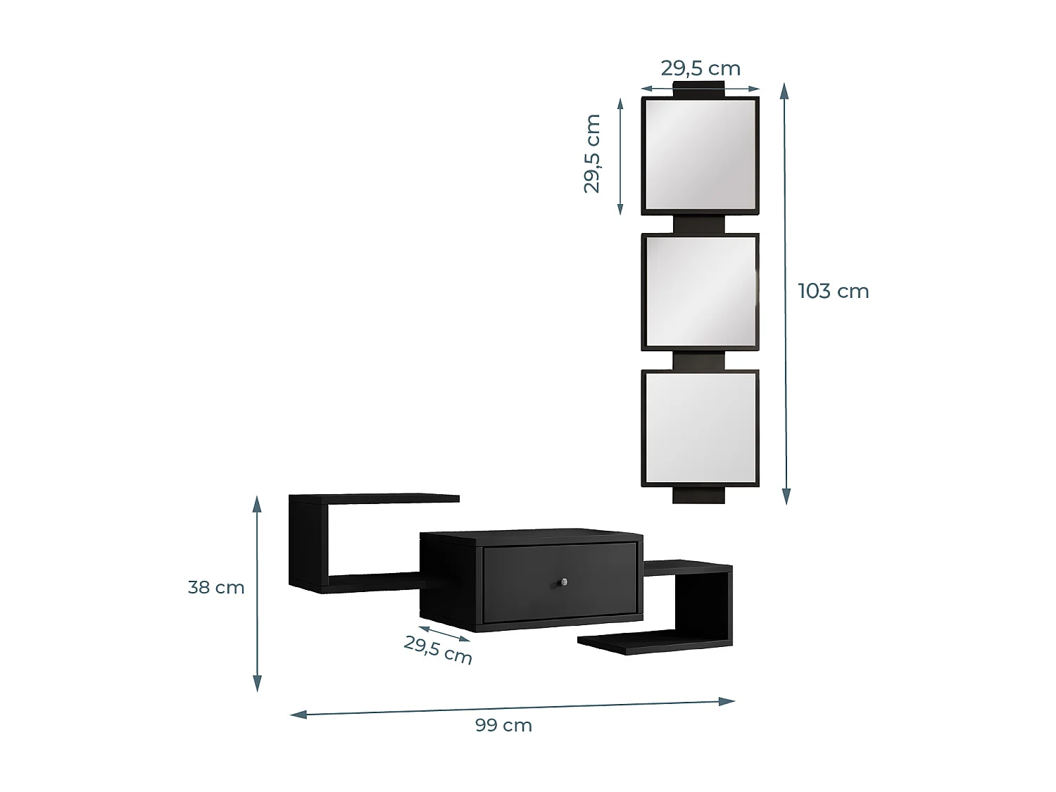 Recibidor para Entrada Pasillo en Negro 99,5x22x145cm Neo