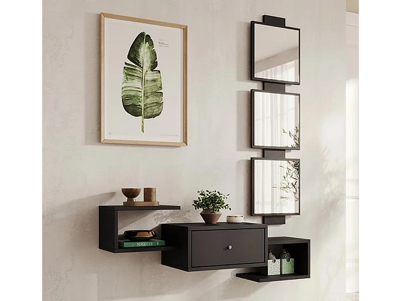 Recibidor para Entrada Pasillo en Negro 99,5x22x145cm Neo