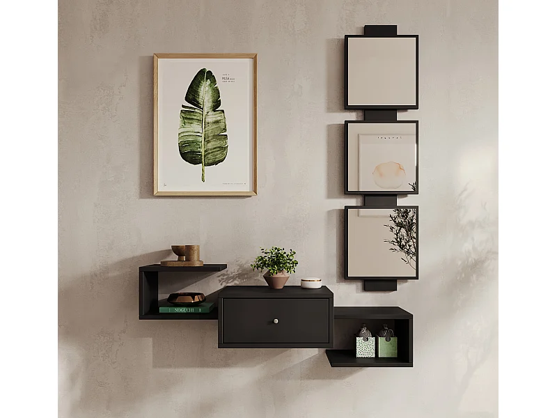 Meuble d'entrée pour Hall d'entrée Couloir en Noir 99,5x22x145cm Neo