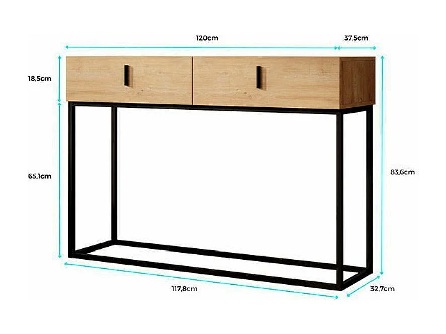 Meuble d'entrée pour Hall d'entrée Couloir en Safir 120x36,8x83,6cm Aron