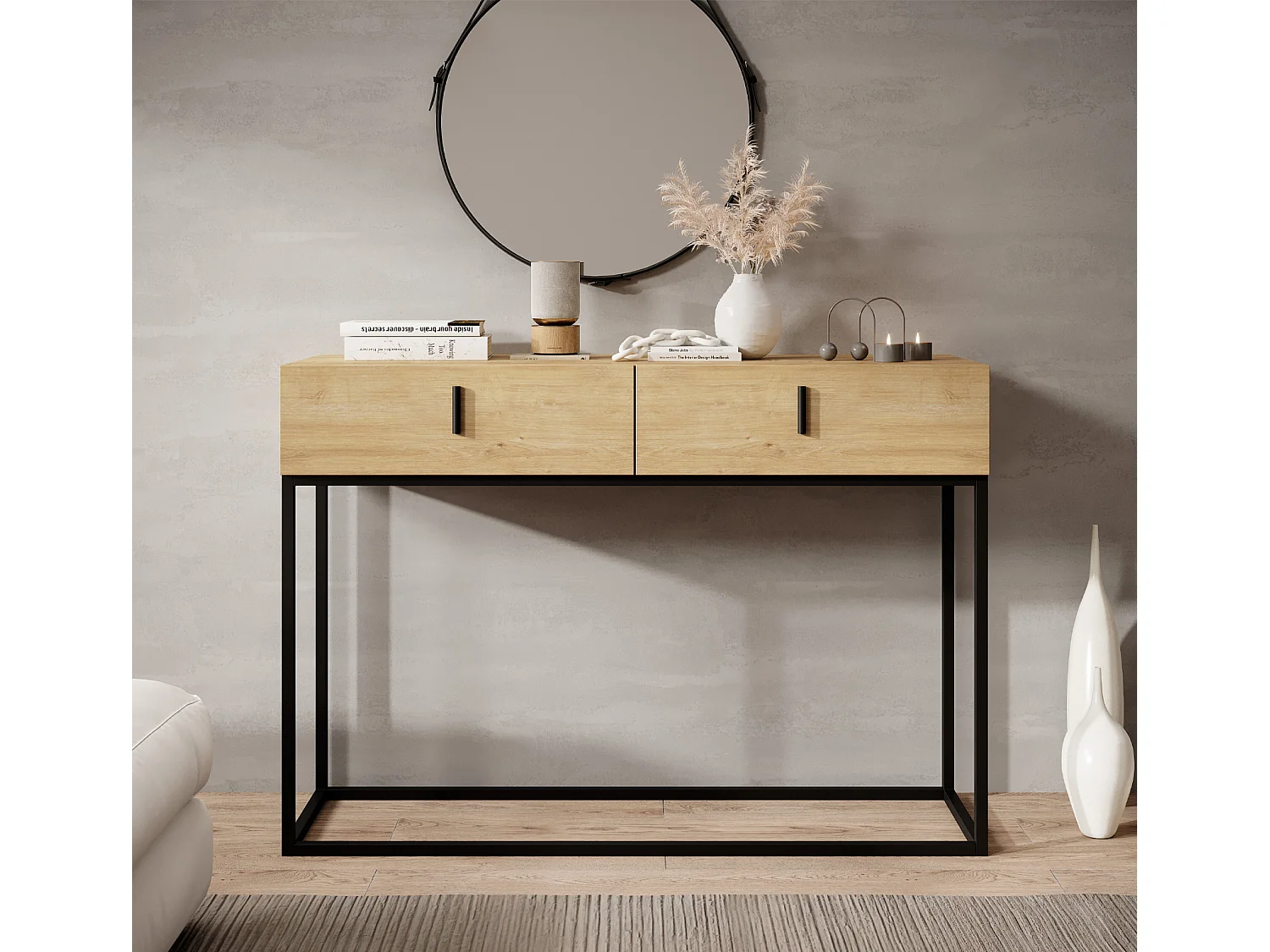 Meuble d'entrée pour Hall d'entrée Couloir en Safir 120x36,8x83,6cm Aron