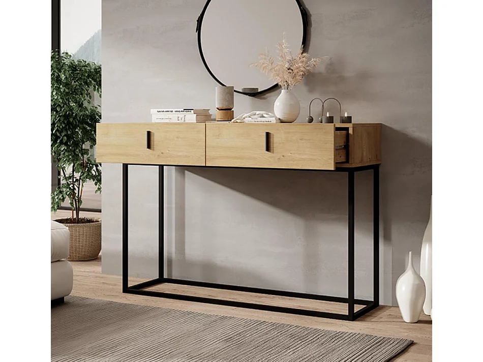 Meuble d'entrée pour Hall d'entrée Couloir en Safir 120x36,8x83,6cm Aron