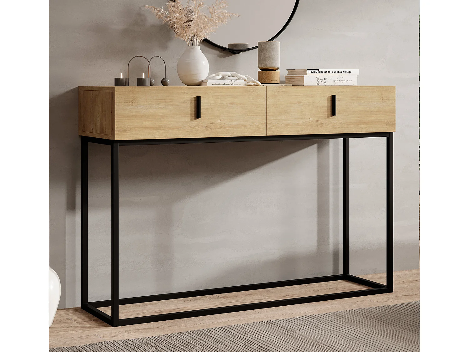 Meuble d'entrée pour Hall d'entrée Couloir en Safir 120x36,8x83,6cm Aron