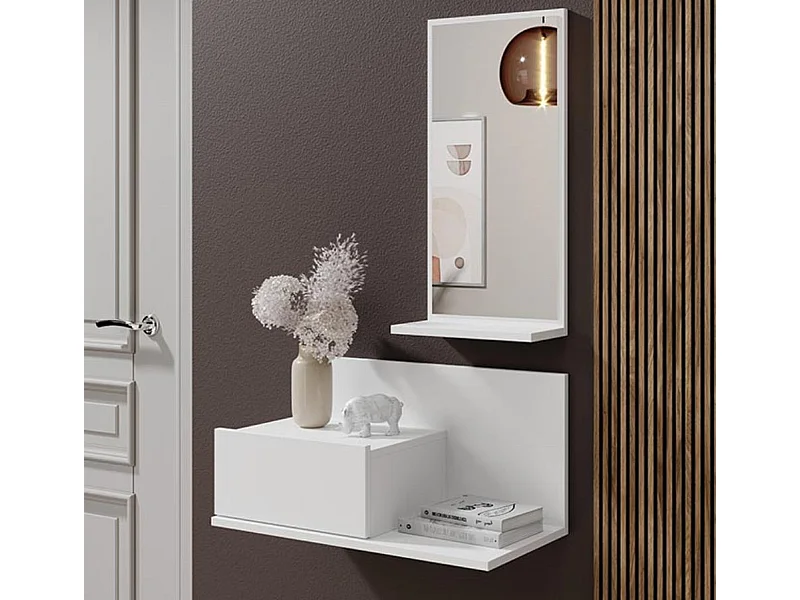 Meuble d'entrée pour Hall d'entrée Couloir en Blanc 60x30x85,5cm Isabela