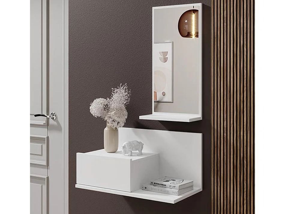 Meuble d'entrée pour Hall d'entrée Couloir en Blanc 60x30x85,5cm Isabela