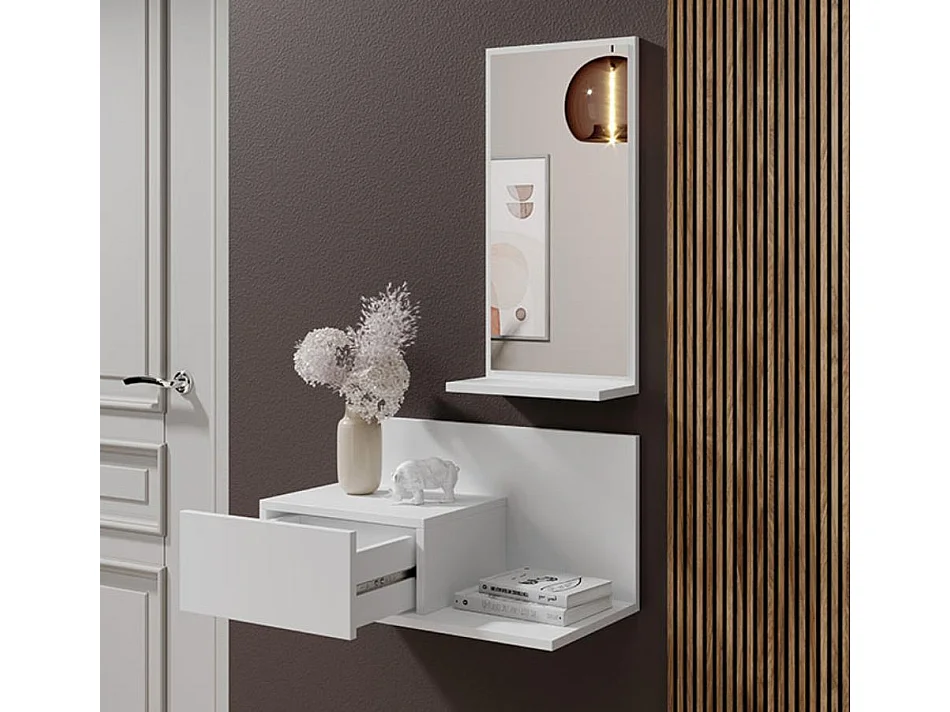 Meuble d'entrée pour Hall d'entrée Couloir en Blanc 60x30x85,5cm Isabela