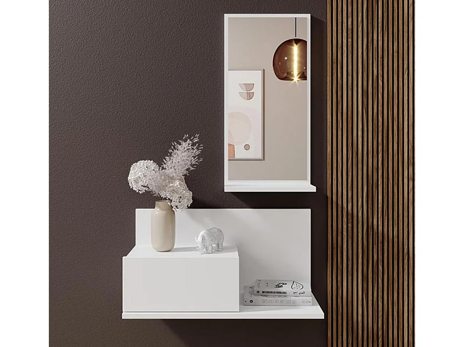 Meuble d'entrée pour Hall d'entrée Couloir en Blanc 60x30x85,5cm Isabela