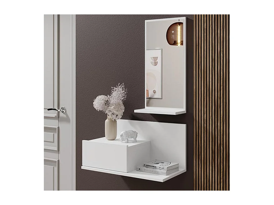 Meuble d'entrée pour Hall d'entrée Couloir en Blanc 60x30x85,5cm Isabela