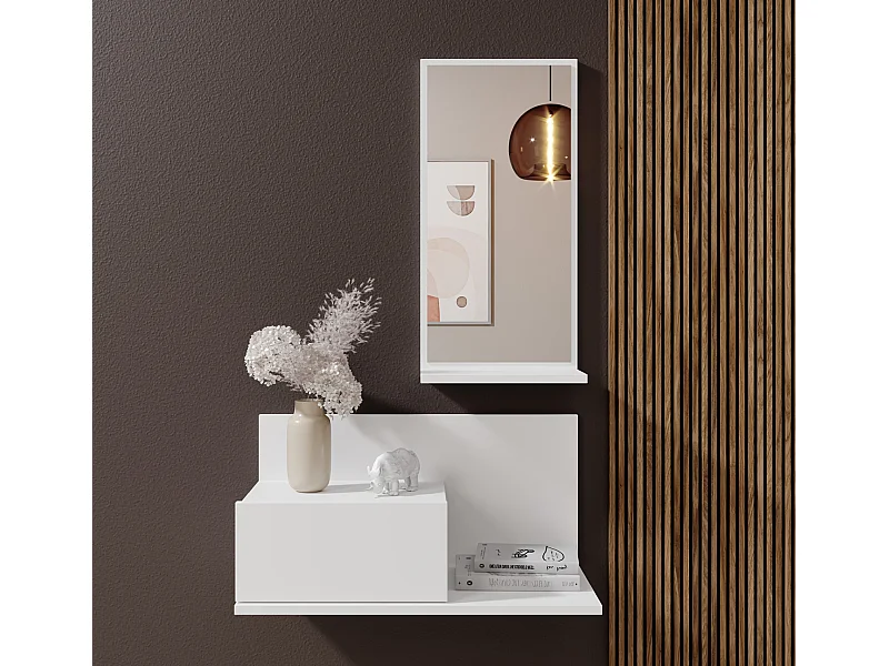 Meuble d'entrée pour Hall d'entrée Couloir en Blanc 60x30x85,5cm Isabela