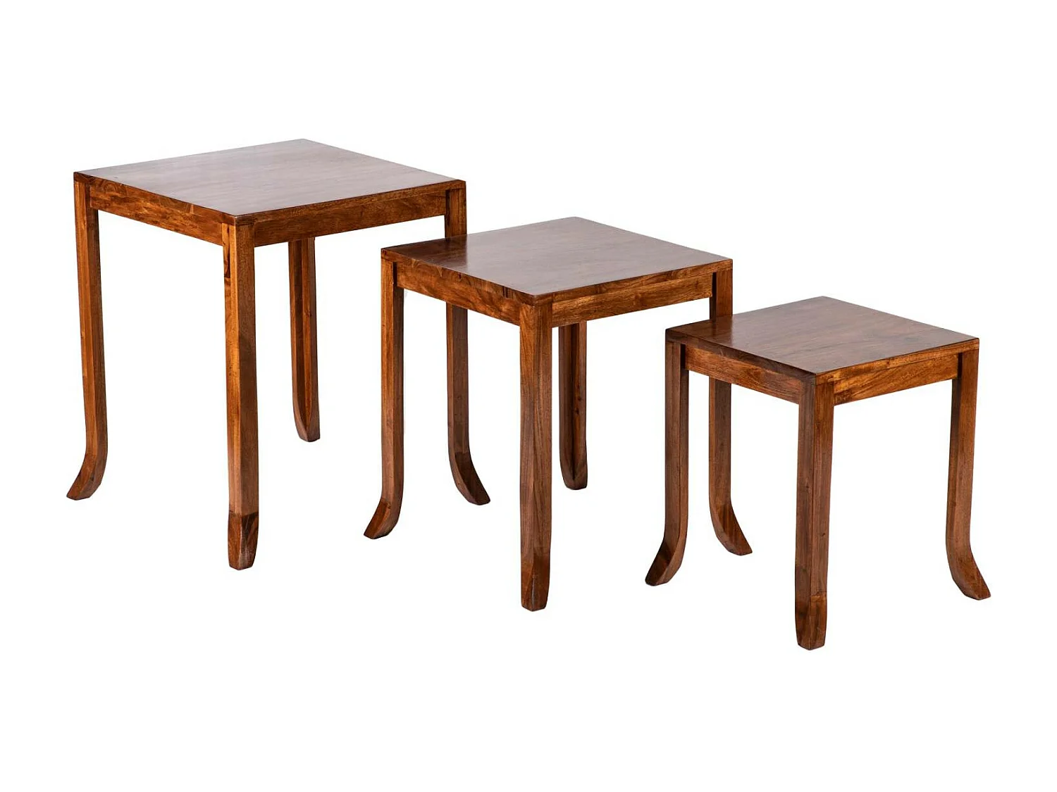 Set de 3 tables basses gigognes en acacia massif