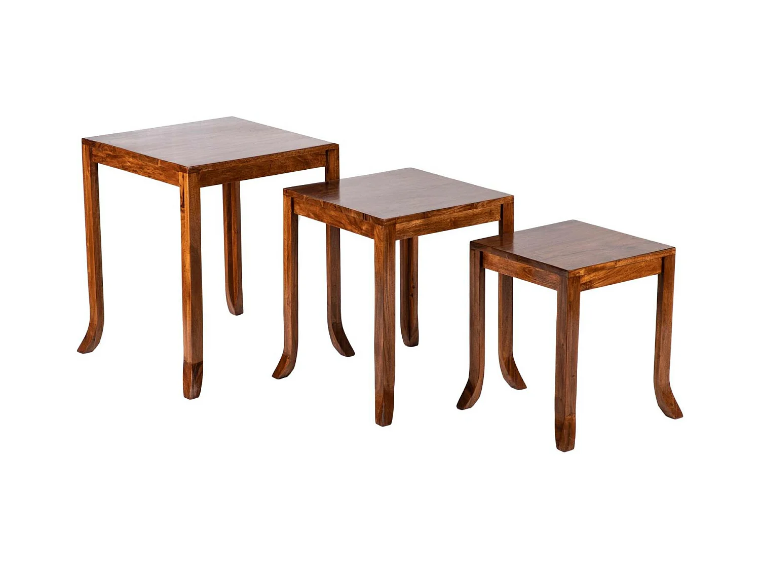 Set de 3 tables basses gigognes en acacia massif