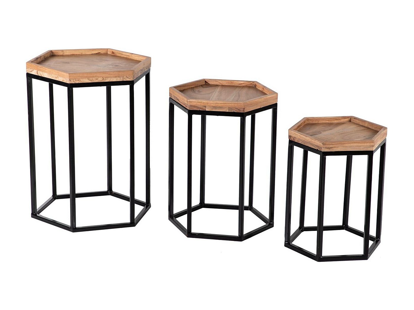 Tables Gigognes En Bois Massif WOHNLING - Set De 2 Tables D'Appoint