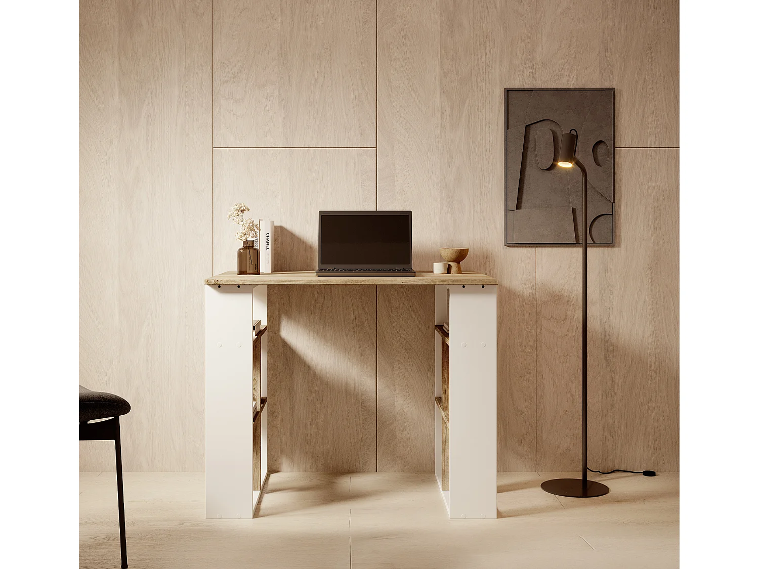 Bureau pour Chambre Bureau en Blanc et Pin Atlantique 90x60x74cm Urban