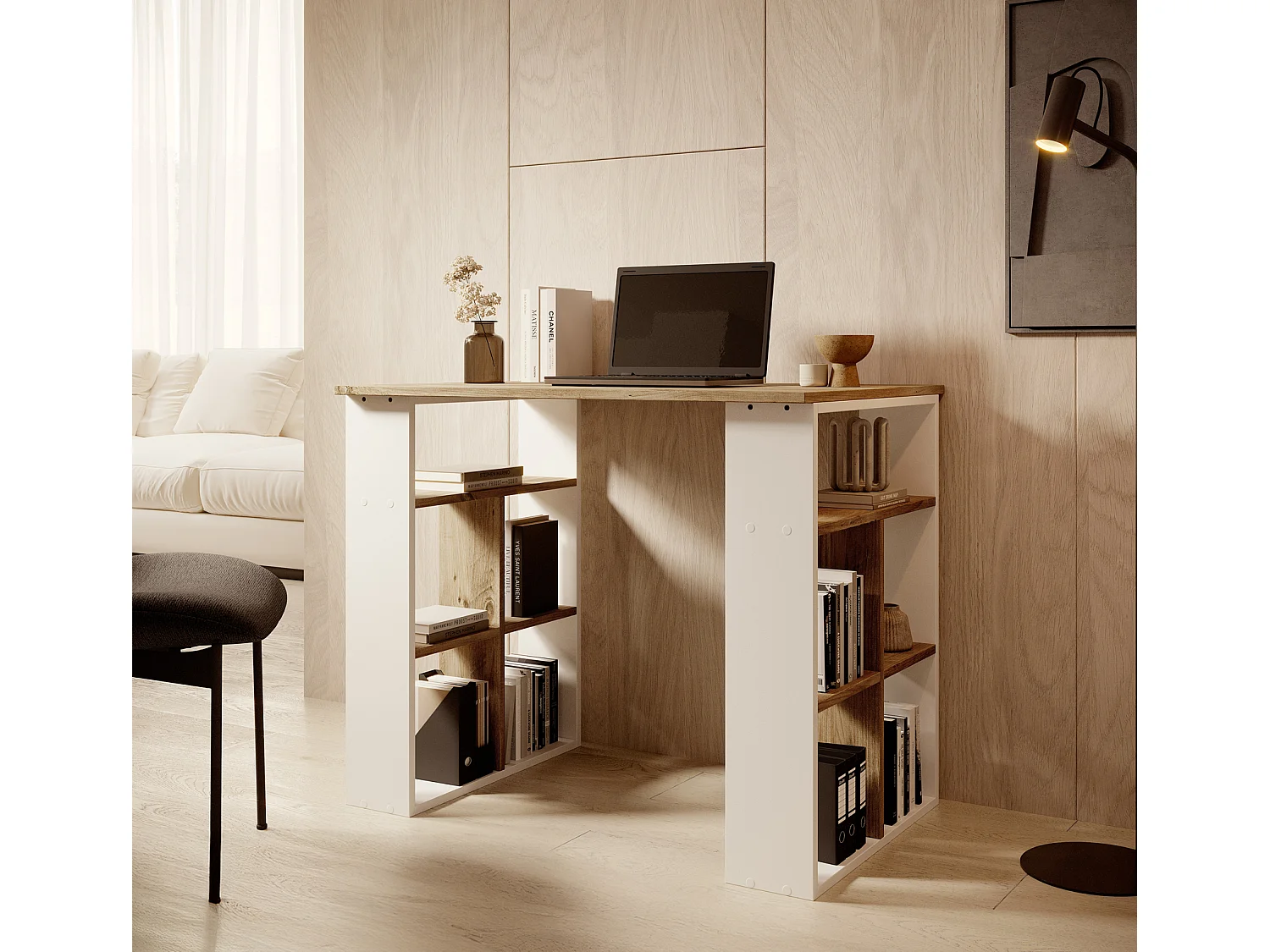 Bureau pour Chambre Bureau en Blanc et Pin Atlantique 90x60x74cm Urban