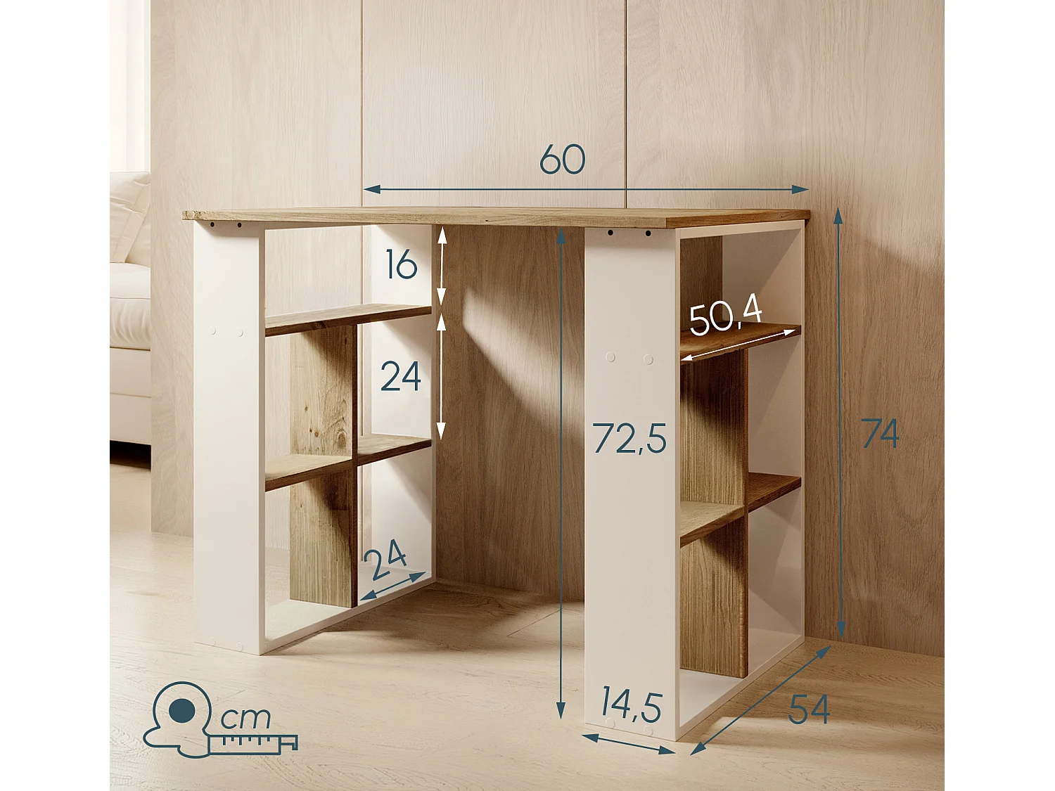 Bureau pour Chambre Bureau en Blanc et Pin Atlantique 90x60x74cm Urban