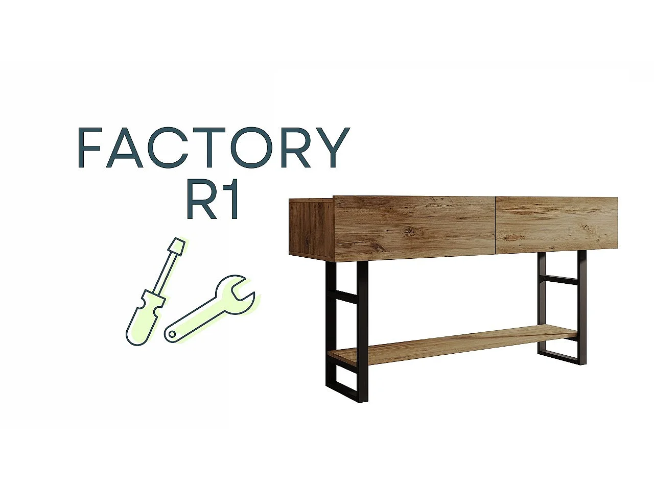 Recibidor para Entrada Pasillo en Pino Atlantico y Acero 138,8x43x75,7cm Factory R1