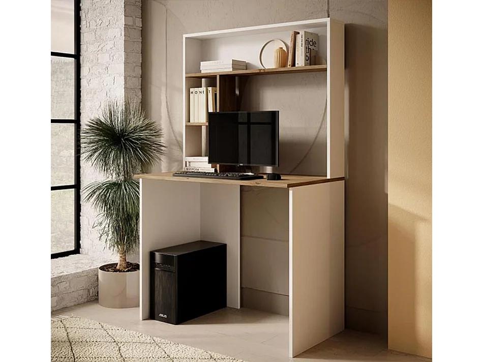 Bureau pour Chambre Bureau en Blanc et Pin Atlantique 90x51,6x149cm Pixel