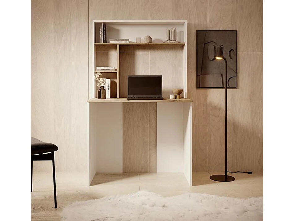 Bureau pour Chambre Bureau en Blanc et Pin Atlantique 90x51,6x149cm Pixel