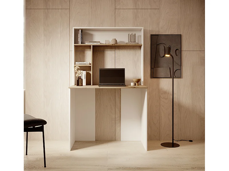 Bureau pour Chambre Bureau en Blanc et Pin Atlantique 90x51,6x149cm Pixel