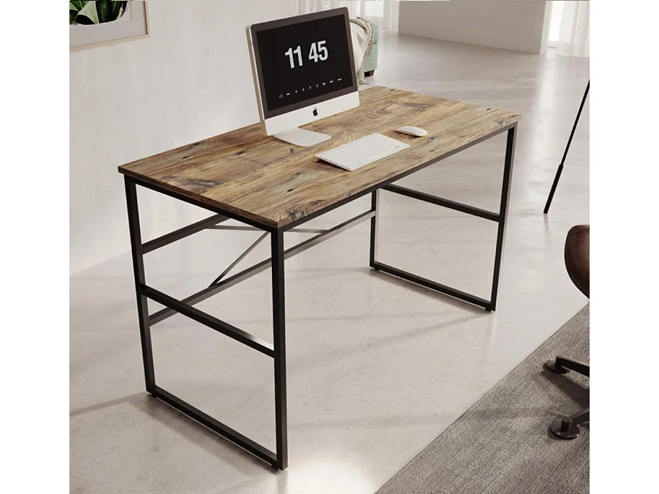 Bureau pour Chambre Bureau en Pin Atlantique et Acier 120x60x75cm Factory M