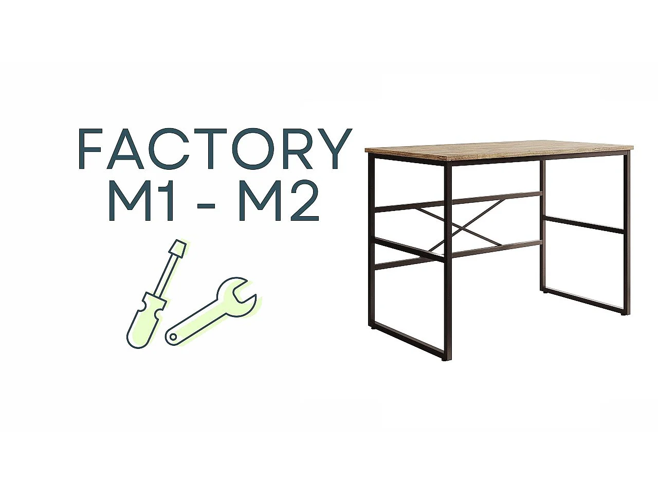 Bureau pour Chambre Bureau en Pin Atlantique et Acier 120x60x75cm Factory M