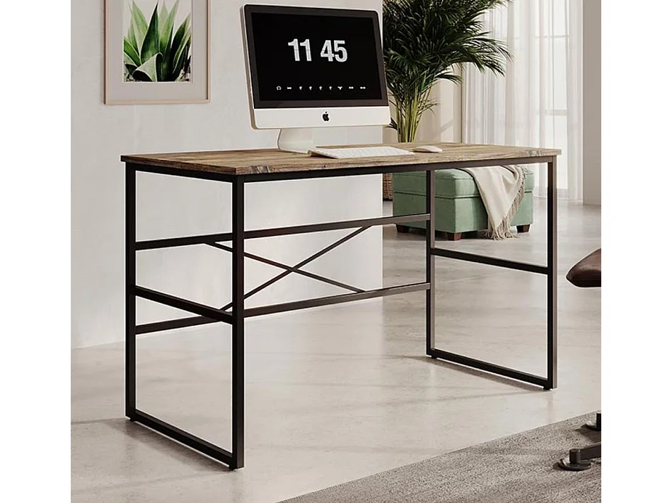 Bureau pour Chambre Bureau en Pin Atlantique et Acier 120x60x75cm Factory M