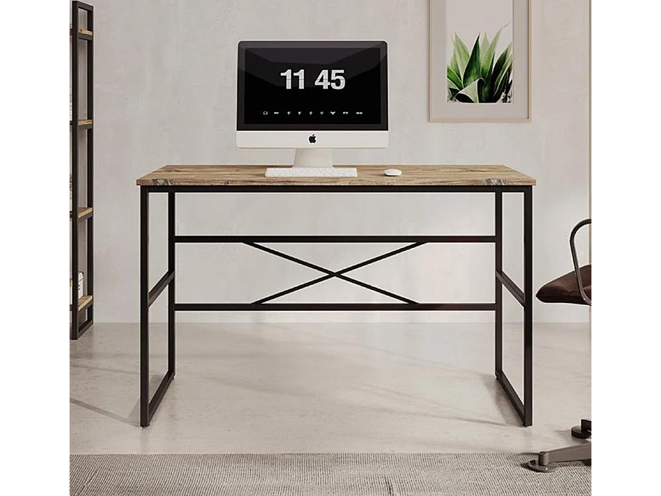 Bureau pour Chambre Bureau en Pin Atlantique et Acier 120x60x75cm Factory M