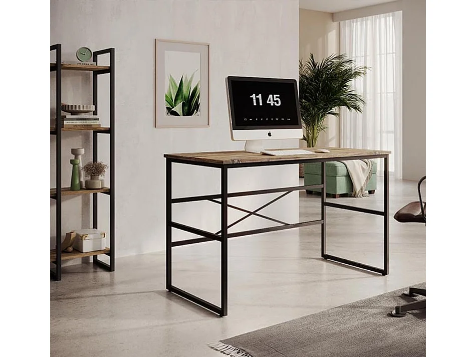 Bureau pour Chambre Bureau en Pin Atlantique et Acier 120x60x75cm Factory M