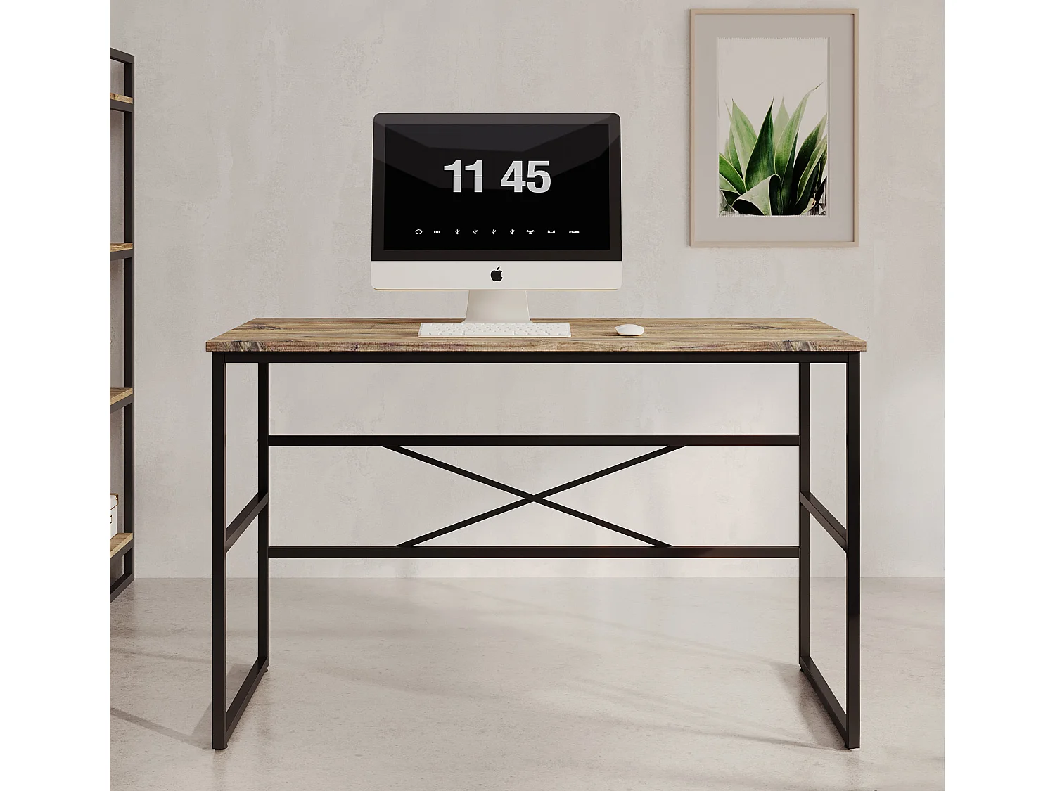 Bureau pour Chambre Bureau en Pin Atlantique et Acier 120x60x75cm Factory M