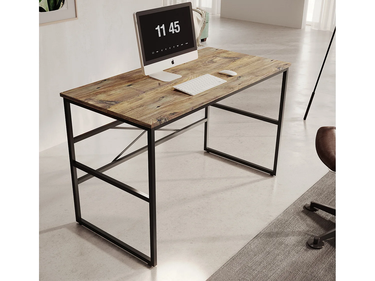 Bureau pour Chambre Bureau en Pin Atlantique et Acier 120x60x75cm Factory M